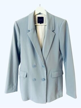 DYNAMITE ICE BLUE DOUBLE BREASTED LIGHT WEIGHT BLAZER WOMENS SMALL